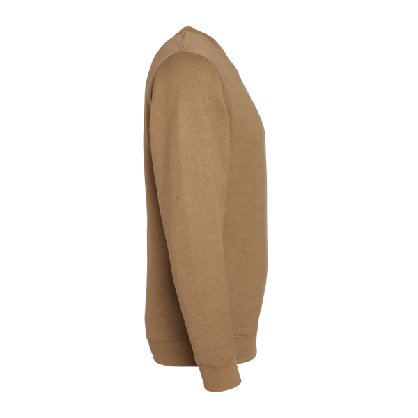 LAT Unisex Elevated Fleece Crewneck Sweatshirt, Coyote Brown, Right Sleeve view