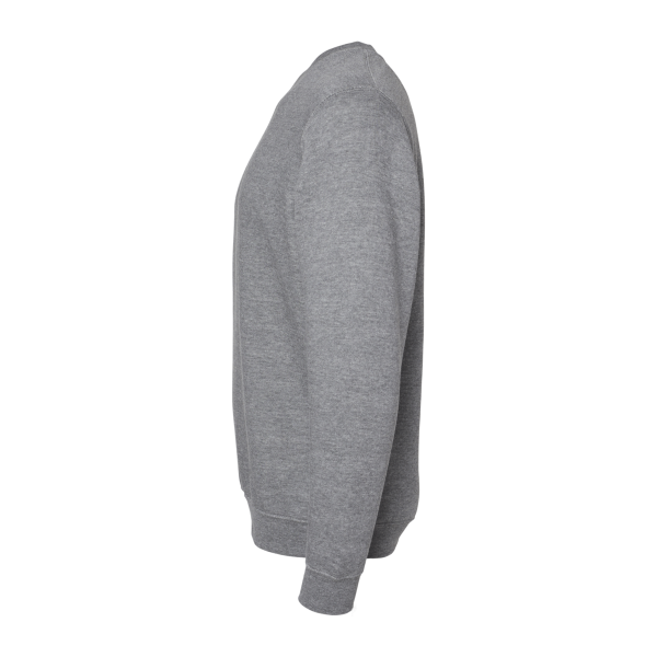 LAT Unisex Elevated Fleece Crewneck Sweatshirt, Granite Heather, Left Sleeve view