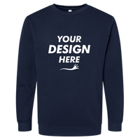 LAT Unisex Elevated Fleece Crewneck Sweatshirt, Navy, Front view, Mockup
