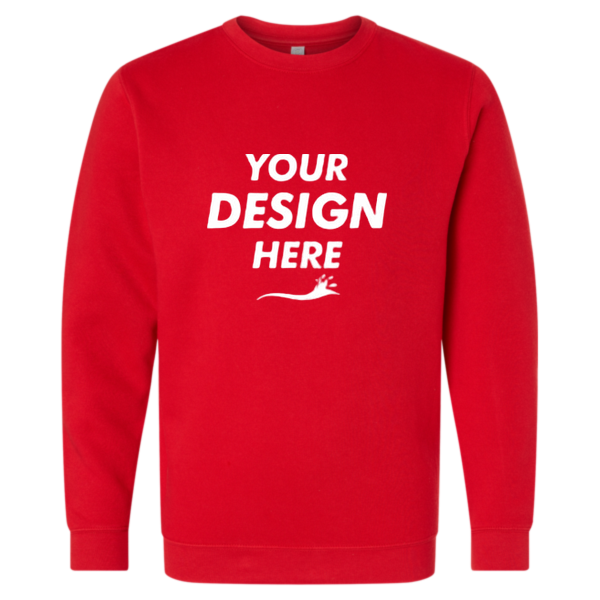 LAT Unisex Elevated Fleece Crewneck Sweatshirt, Red, Front view, Mockup