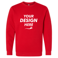 LAT Unisex Elevated Fleece Crewneck Sweatshirt, Red, Front view, Mockup