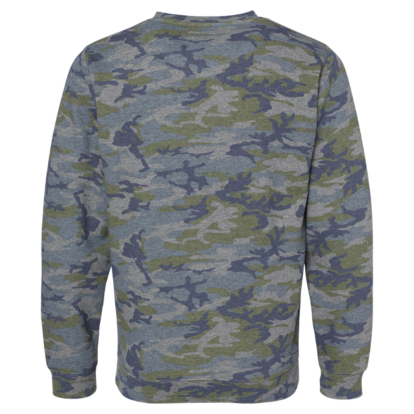 LAT Unisex Elevated Fleece Crewneck Sweatshirt, Vintage Camo, Back view