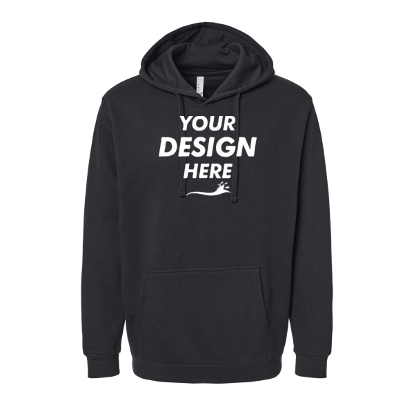 LAT Unisex Elevated Fleece Hoodie Sweatshirt, Black, Front view, Mockup