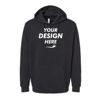 LAT Unisex Elevated Fleece Hoodie Sweatshirt, Black, Front view, Mockup