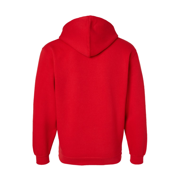 LAT Unisex Elevated Fleece Hoodie Sweatshirt, Red, Back view