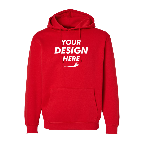 LAT Unisex Elevated Fleece Hoodie Sweatshirt, Red, Front view, Mockup
