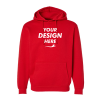 LAT Unisex Elevated Fleece Hoodie Sweatshirt, Red, Front view, Mockup