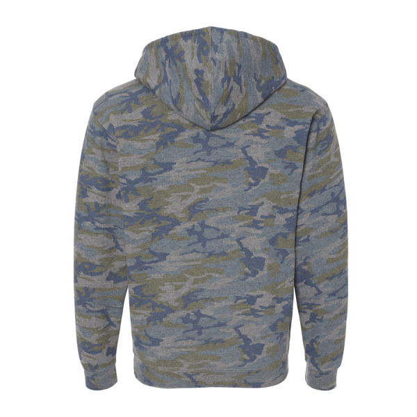 LAT Unisex Elevated Fleece Hoodie Sweatshirt, Vintage Camo, Back view