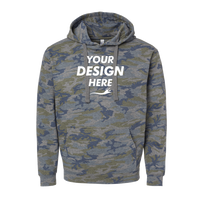 LAT Unisex Elevated Fleece Hoodie Sweatshirt, Vintage Camo, Front view, Mockup