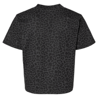 LAT Women's Boxy Tee, Black Leopard, Back view