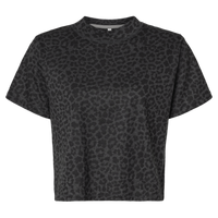 LAT Women's Boxy Tee, Black Leopard, Front view
