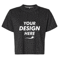 LAT Women's Boxy Tee, Black Leopard, Front view, Mockup