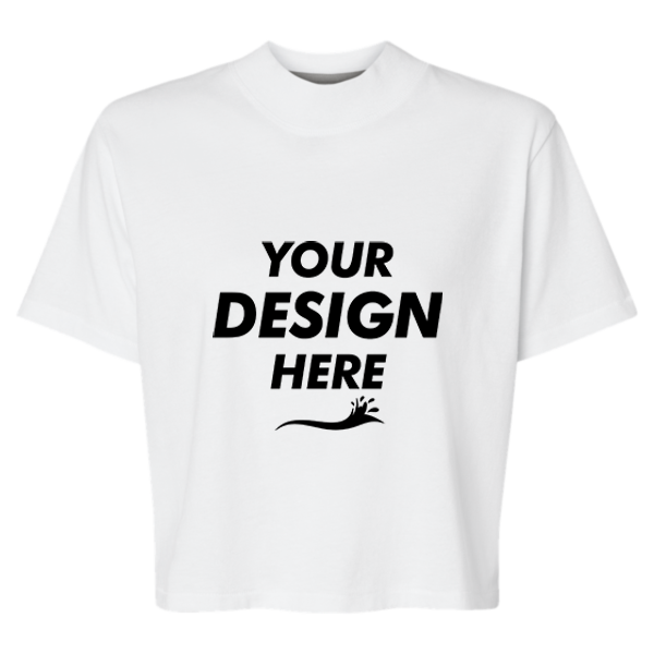 LAT Women's Boxy Tee, Blended White, Front view, Mockup