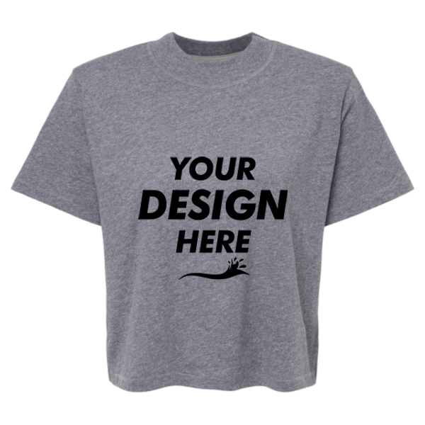 LAT Women's Boxy Tee, Granite Heather, Front view, Mockup