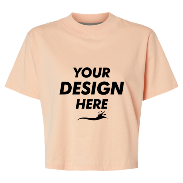 LAT Women's Boxy Tee, Peachy, Front view, Mockup