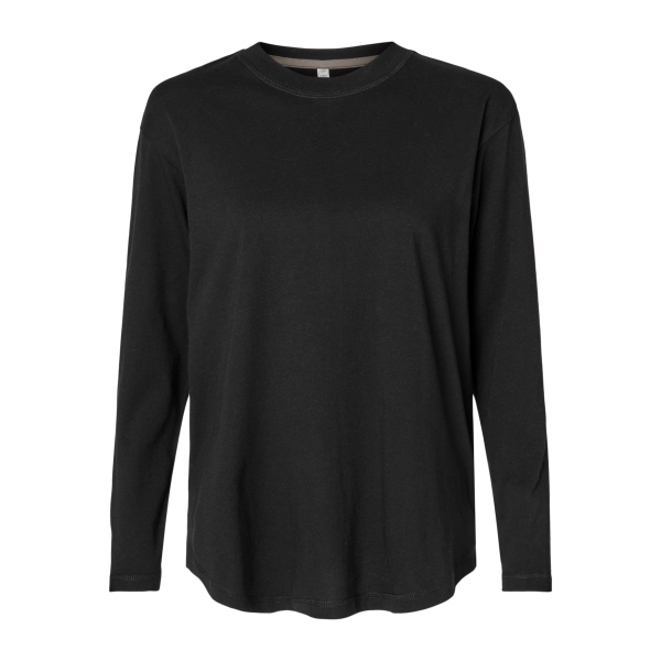 LAT Women's Fine Jersey Long Sleeve Tee, Black, Front view
