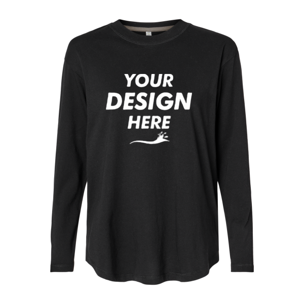 LAT Women's Fine Jersey Long Sleeve Tee, Black, Front view, Mockup