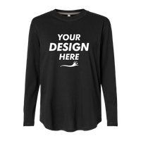 LAT Women's Fine Jersey Long Sleeve Tee, Black, Front view, Mockup