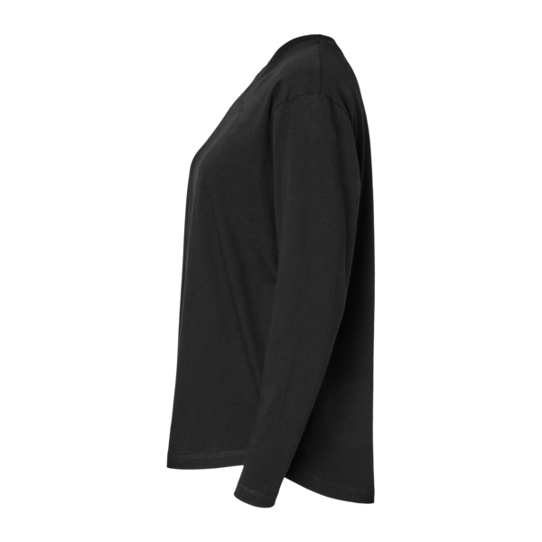 LAT Women's Fine Jersey Long Sleeve Tee, Black, Left Sleeve view