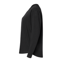 LAT Women's Fine Jersey Long Sleeve Tee, Black, Left Sleeve view