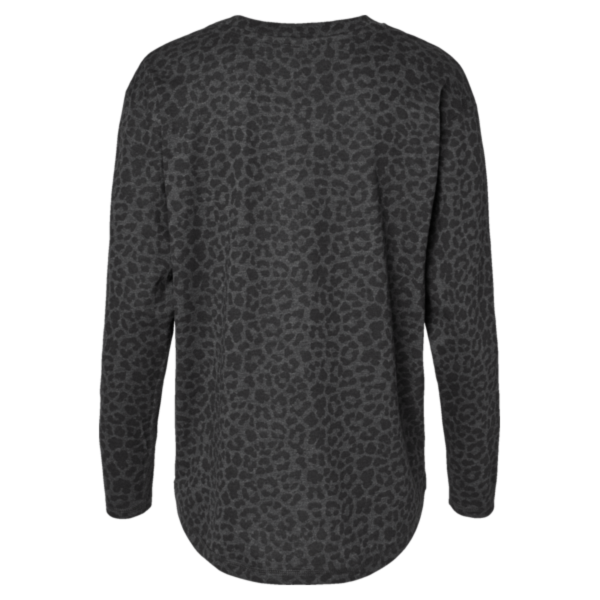 LAT Women's Fine Jersey Long Sleeve Tee, Black Leopard, Back view
