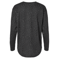 LAT Women's Fine Jersey Long Sleeve Tee, Black Leopard, Back view