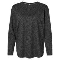 LAT Women's Fine Jersey Long Sleeve Tee, Black Leopard, Front view