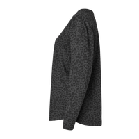 LAT Women's Fine Jersey Long Sleeve Tee, Black Leopard, Left Sleeve view