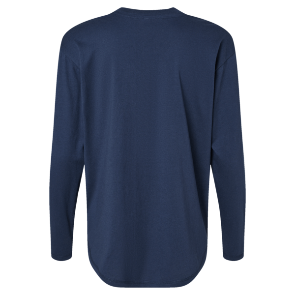 LAT Women's Fine Jersey Long Sleeve Tee, Denim, Back view