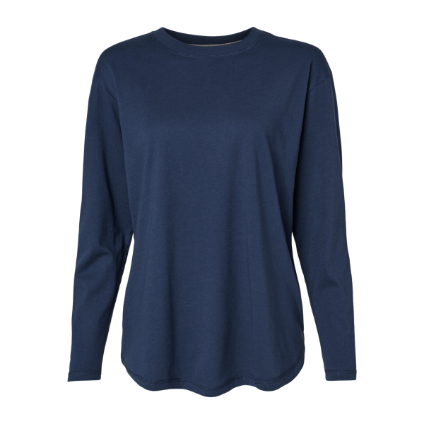 LAT Women's Fine Jersey Long Sleeve Tee, Denim, Front view