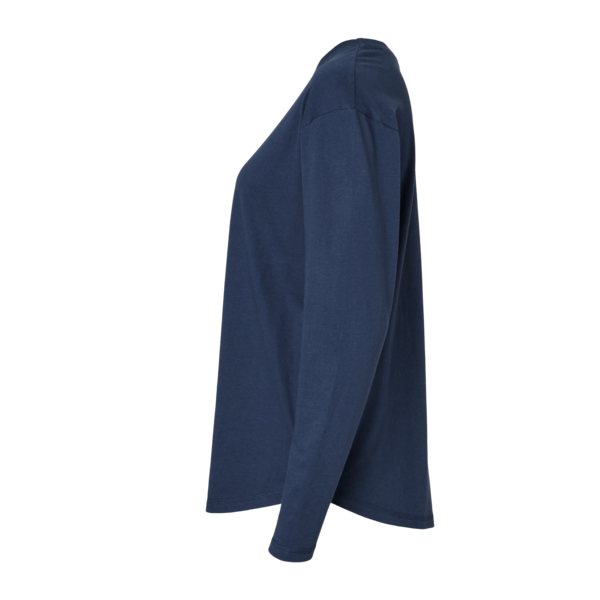 LAT Women's Fine Jersey Long Sleeve Tee, Denim, Left Sleeve view