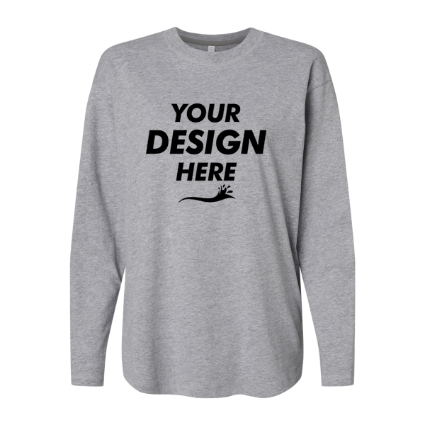 LAT Women's Fine Jersey Long Sleeve Tee, Heather, Front view, Mockup