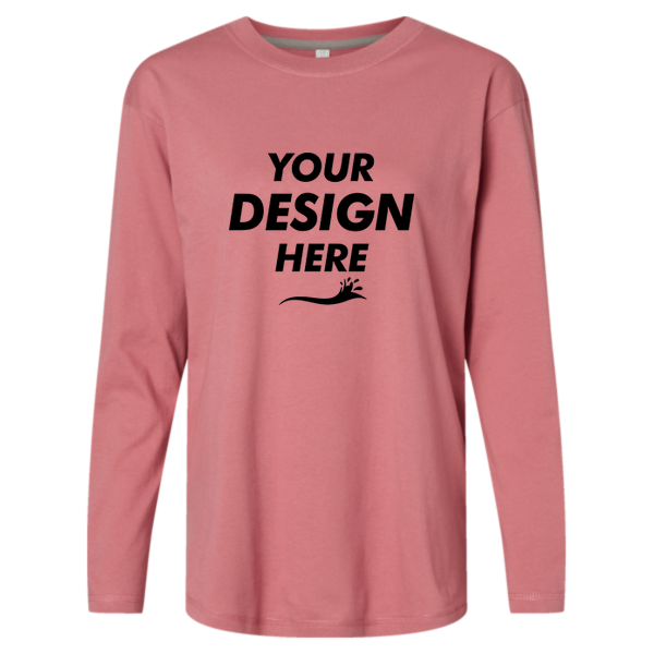 LAT Women's Fine Jersey Long Sleeve Tee, Mauvelous, Front view, Mockup