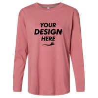 LAT Women's Fine Jersey Long Sleeve Tee, Mauvelous, Front view, Mockup