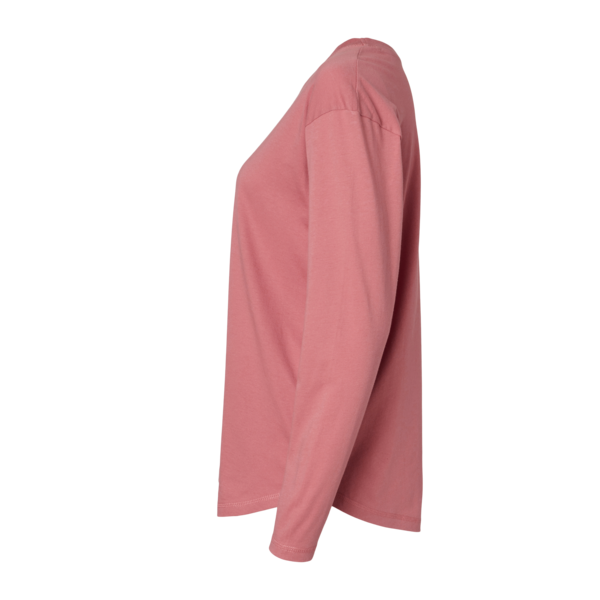 LAT Women's Fine Jersey Long Sleeve Tee, Mauvelous, Left Sleeve view