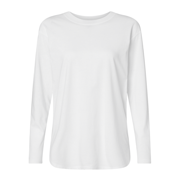 LAT Women's Fine Jersey Long Sleeve Tee, White, Front view