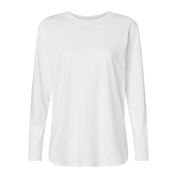LAT Women's Fine Jersey Long Sleeve Tee, White, Front view