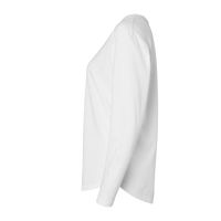 LAT Women's Fine Jersey Long Sleeve Tee, White, Left Sleeve view
