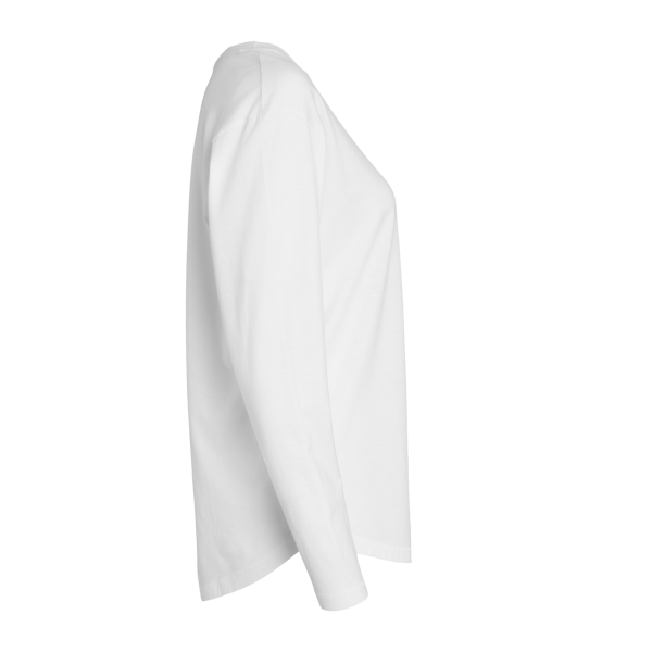 LAT Women's Fine Jersey Long Sleeve Tee, White, Right Sleeve view