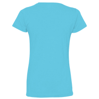 LAT Women's Fine Jersey Tee, Aqua / Aqua, Back view