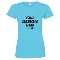 LAT Women's Fine Jersey Tee, Aqua / Aqua, Front view, Mockup