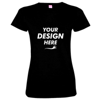 LAT Women's Fine Jersey Tee, Black / Black, Front view, Mockup