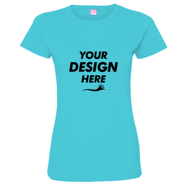 LAT Women's Fine Jersey Tee, Caribbean / Caribbean, Front view, Mockup