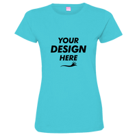 LAT Women's Fine Jersey Tee, Caribbean / Caribbean, Front view, Mockup