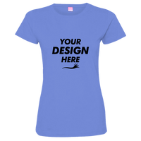 LAT Women's Fine Jersey Tee, Carolina Blue / Carolina Blue, Front view, Mockup
