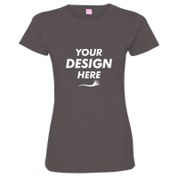 LAT Women's Fine Jersey Tee, Charcoal / Charcoal, Front view, Mockup