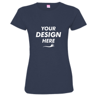 LAT Women's Fine Jersey Tee, Denim / Denim, Front view, Mockup