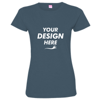 LAT Women's Fine Jersey Tee, Vintage Denim / Vintage Denim, Front view, Mockup