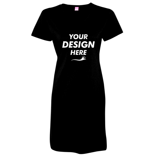 LAT Women's Fine Jersey V-Neck Coverup, Black, Front view, Mockup