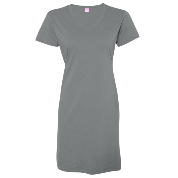 LAT Women's Fine Jersey V-Neck Coverup, Granite Heather, Front view
